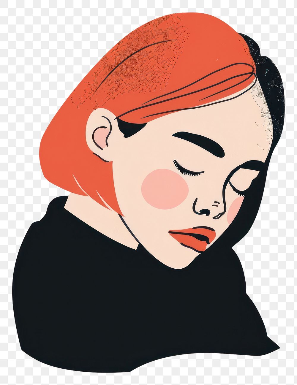 PNG Drawing of dreamy sad portrait painting sketch.