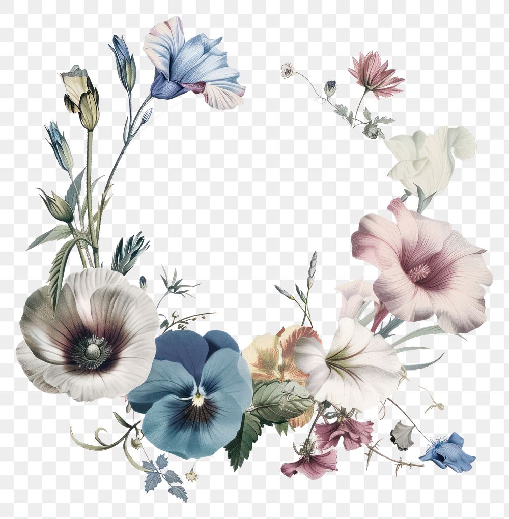 PNG Floral frame pattern flower circle