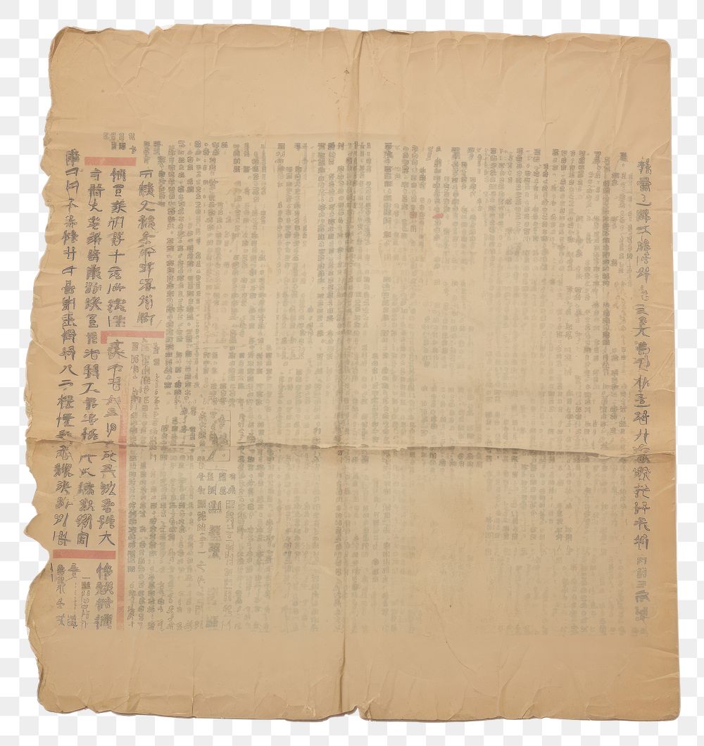 PNG Chinese newspaper ripped paper text document diaper.