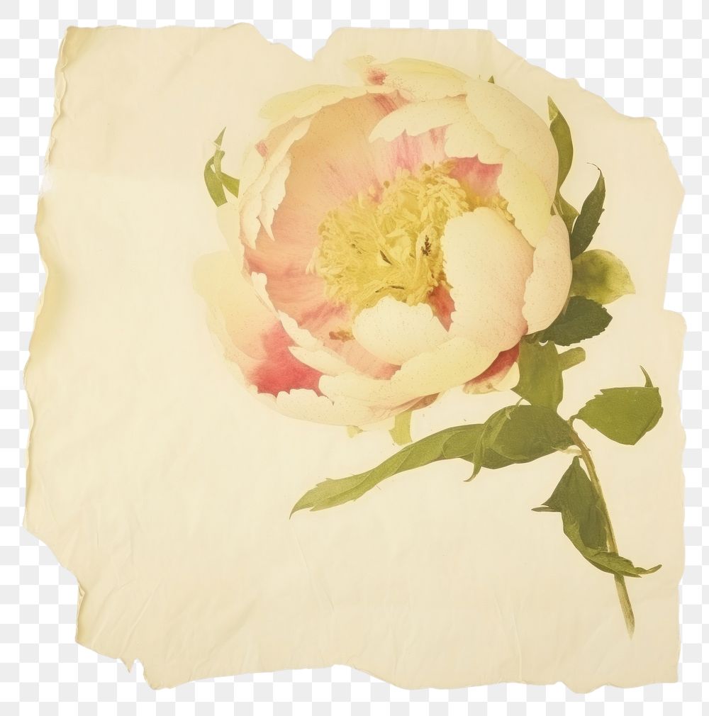 PNG Peony ripped paper painting blossom cushion.