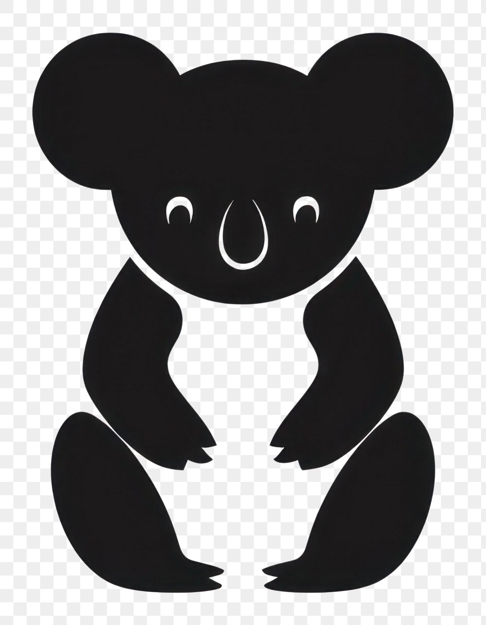 PNG Koala stencil cartoon.