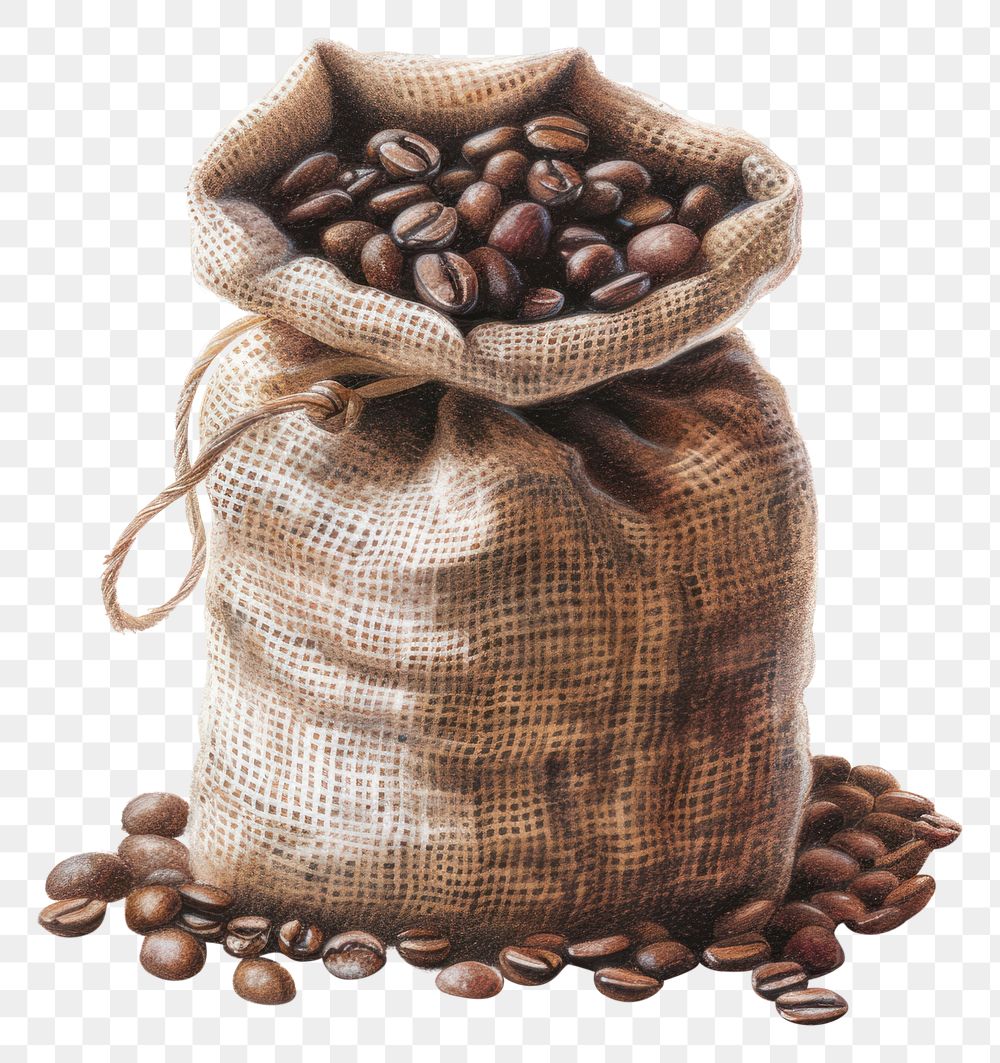 PNG  Coffee beans sack beverage drink bag.