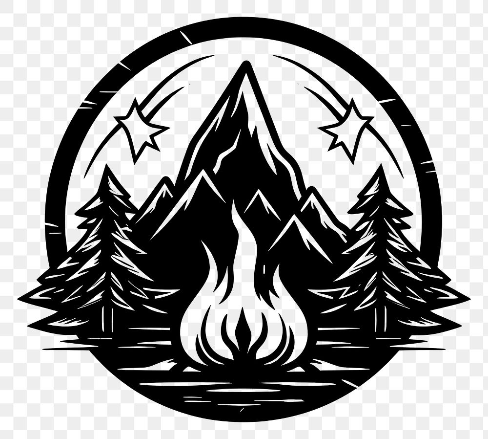 PNG Campfire logo stencil symbol.