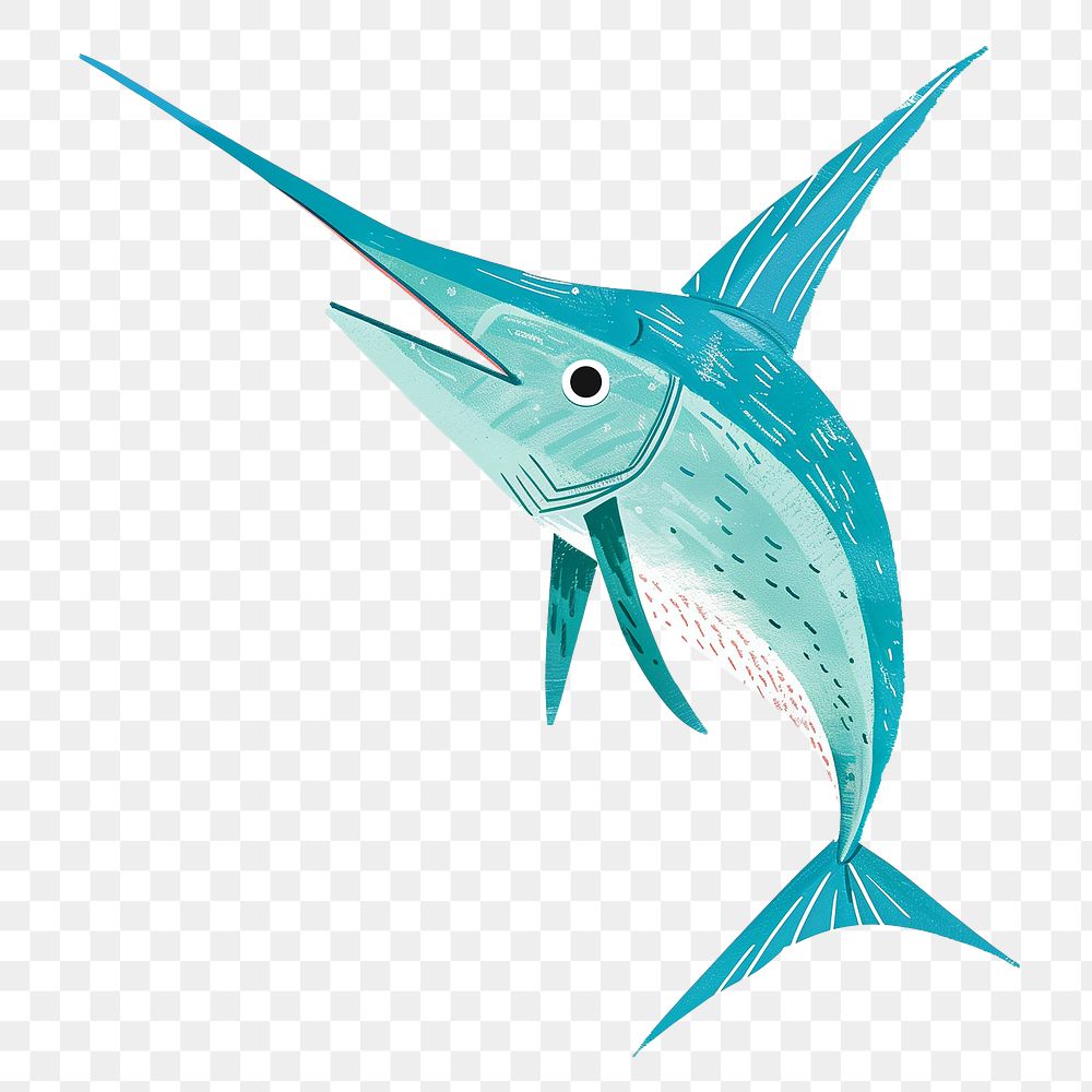 Marlin fish png cute animal, transparent background