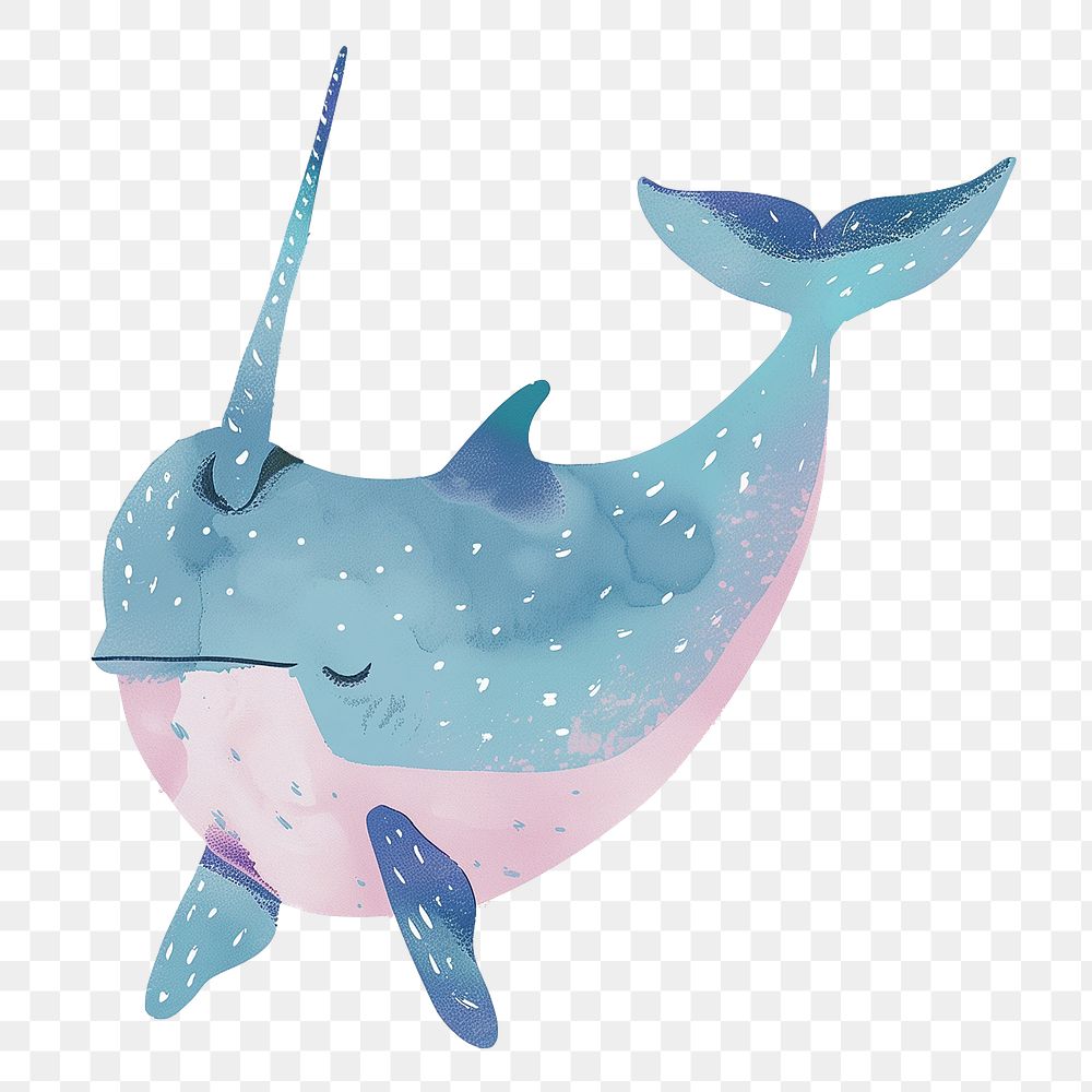 Narwhal png cute animal, transparent background