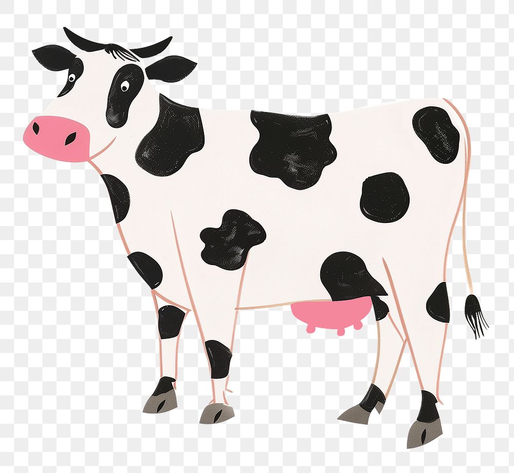 Cute dairy cow png farm animal, transparent background
