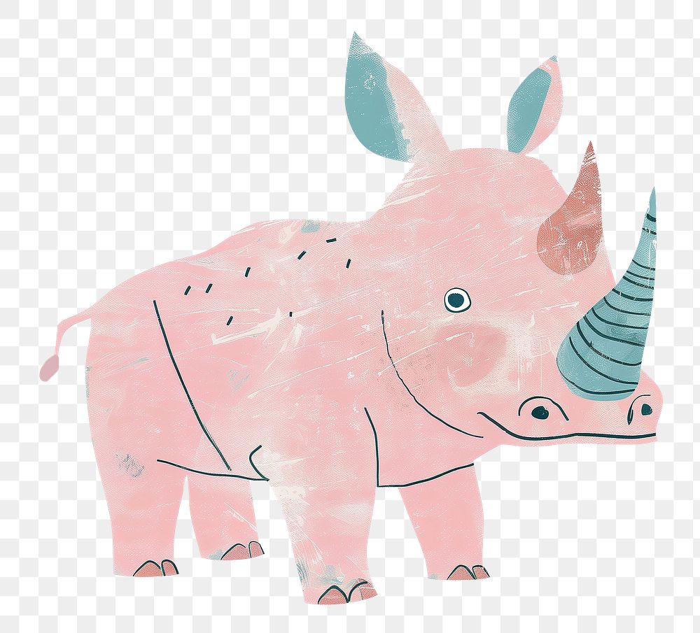 Rhino png cute animal, transparent background