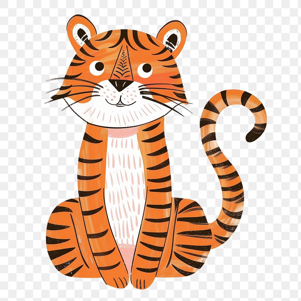 Tiger png cute animal, transparent background