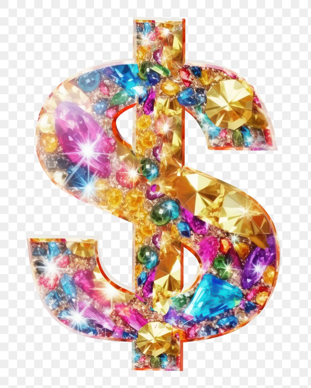 Dollar sign png sticker glitter symbol, transparent background