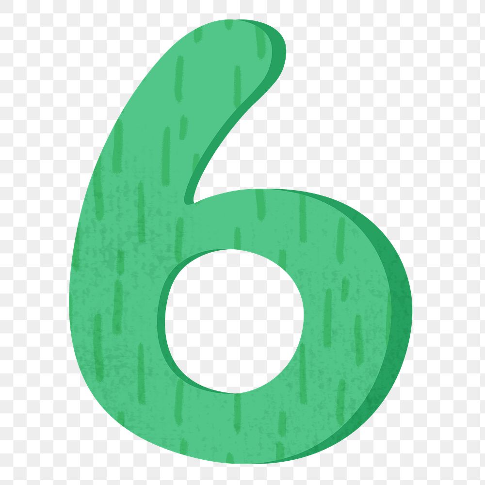 Number 6 png in green, transparent background