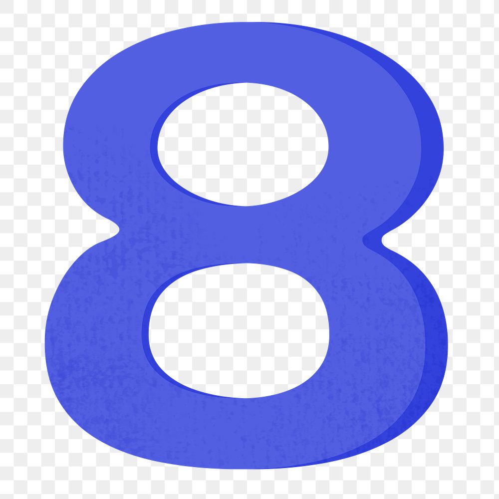 Number 8 png in blue, transparent background