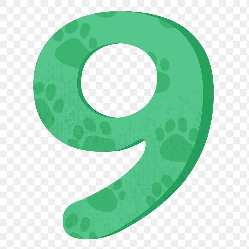 Number 9 png in green, transparent background