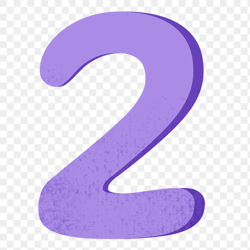 Number 2 png in purple, transparent background