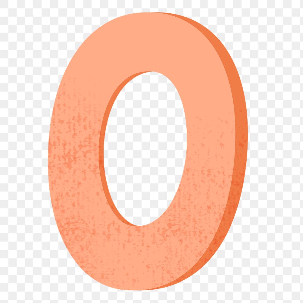 Number 0 png in orange, transparent background