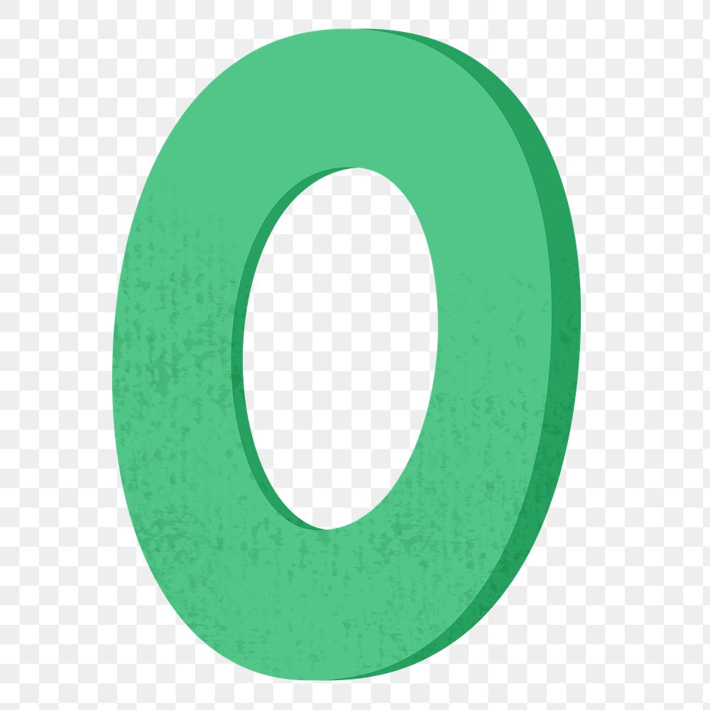 Number 0 png in green, transparent background