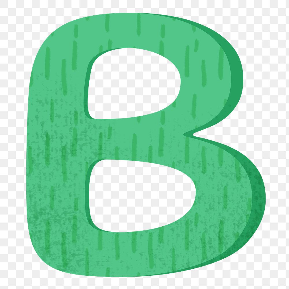Letter B png in green alphabet, transparent background