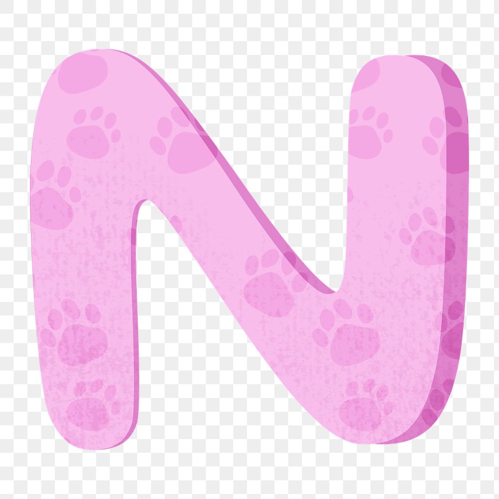 Letter N png in pink alphabet, transparent background