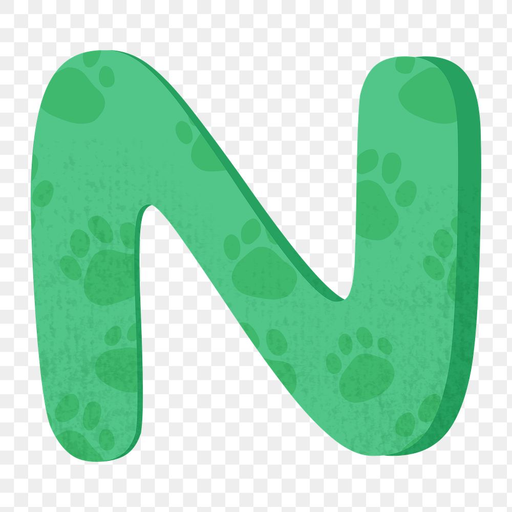 Letter N png in green alphabet, transparent background