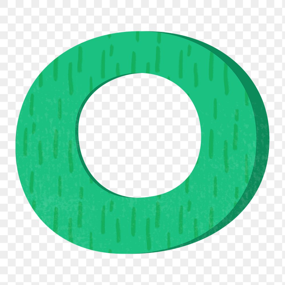Letter O png in green alphabet, transparent background