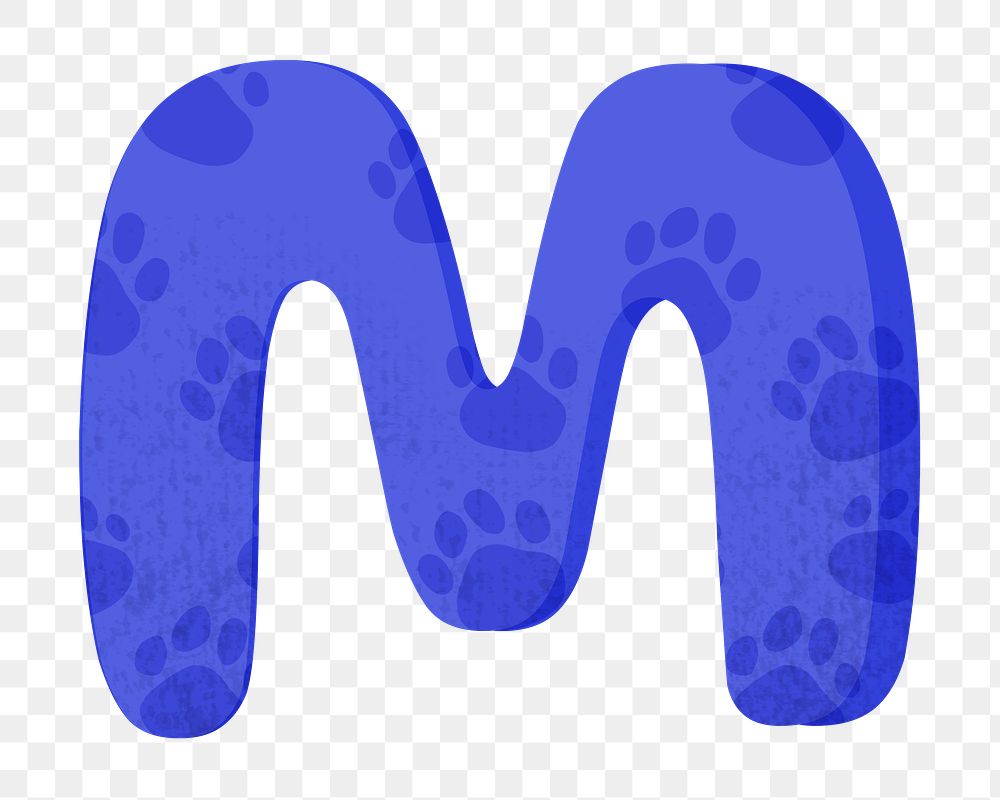 Letter M png in blue alphabet, transparent background