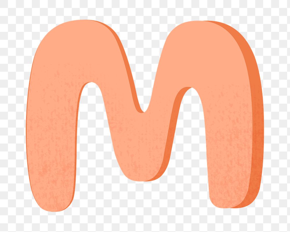 Letter M png in orange alphabet, transparent background