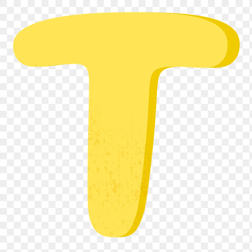 Letter T png in yellow alphabet, transparent background