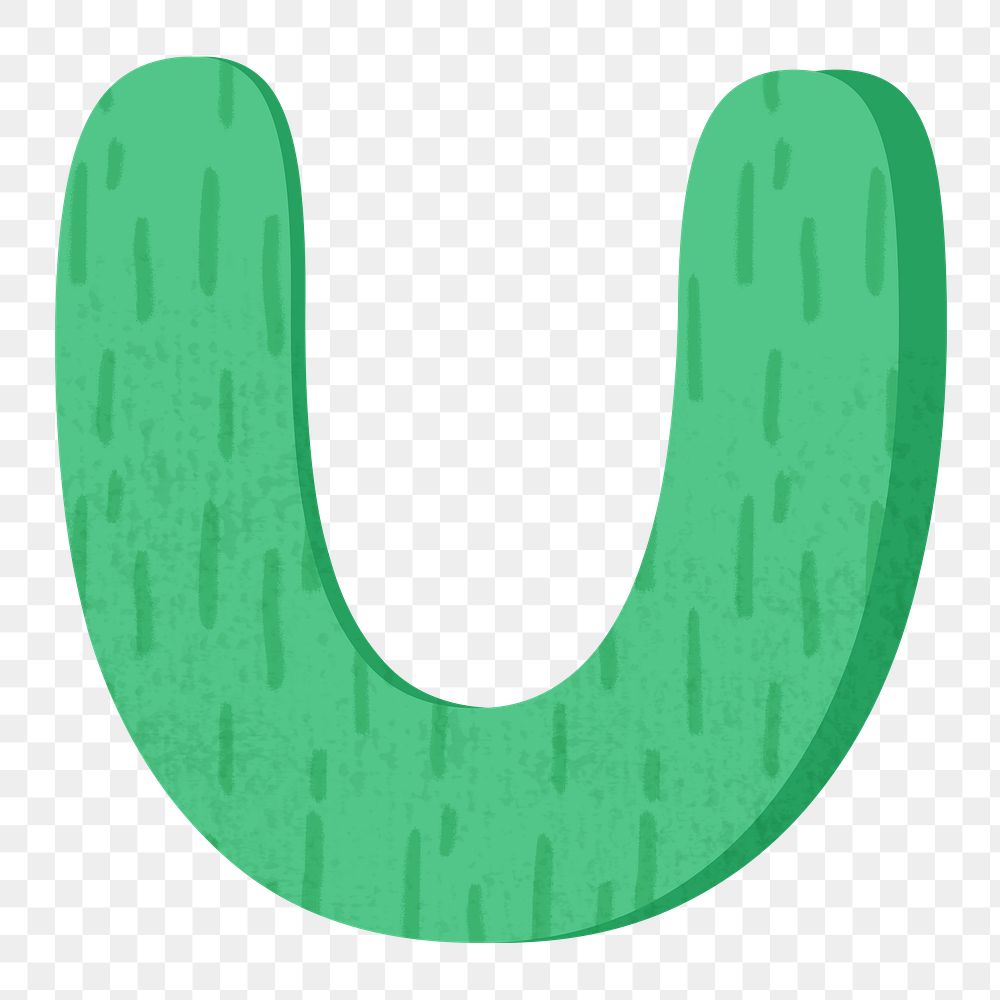 Letter U png in green alphabet, transparent background