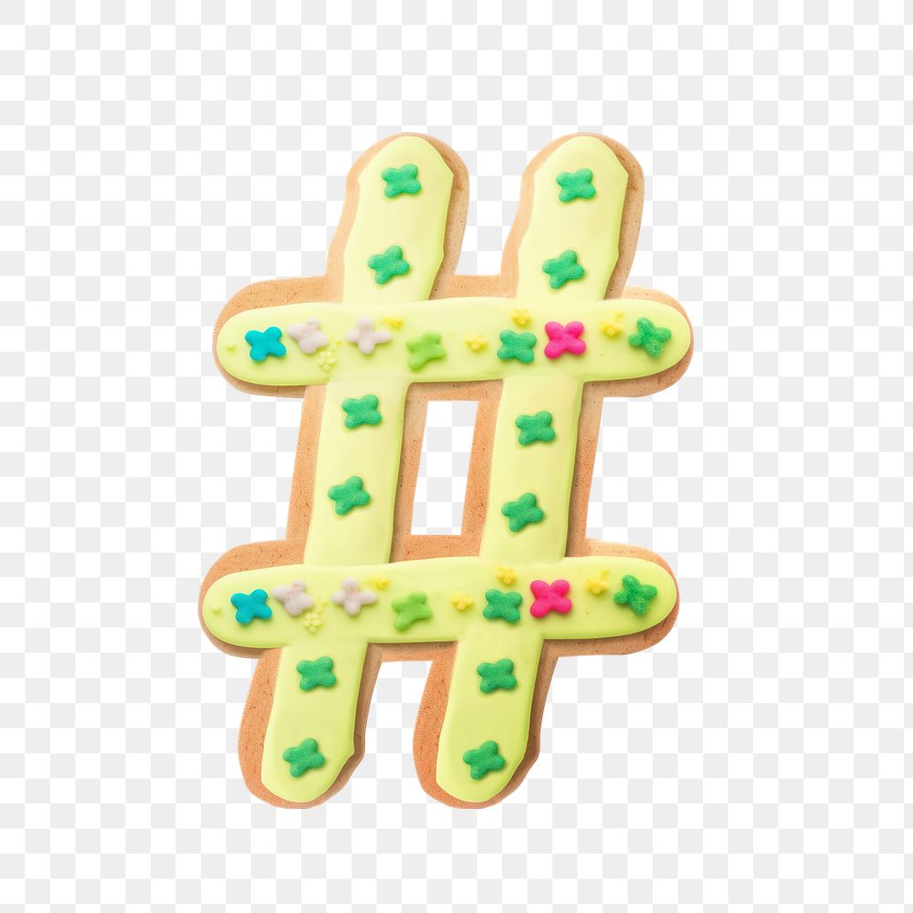 Hashtag png cookie art alphabet, transparent background