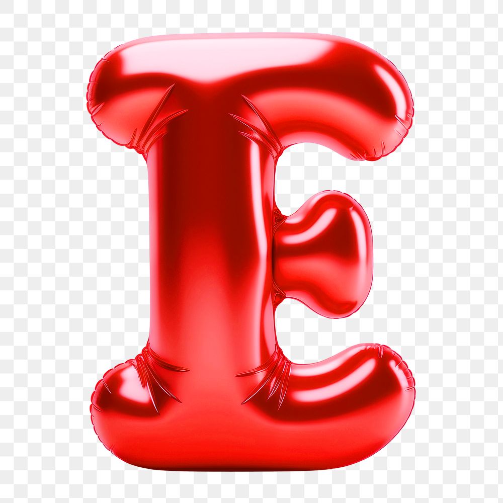 Letter E png 3D red balloon alphabet, transparent background