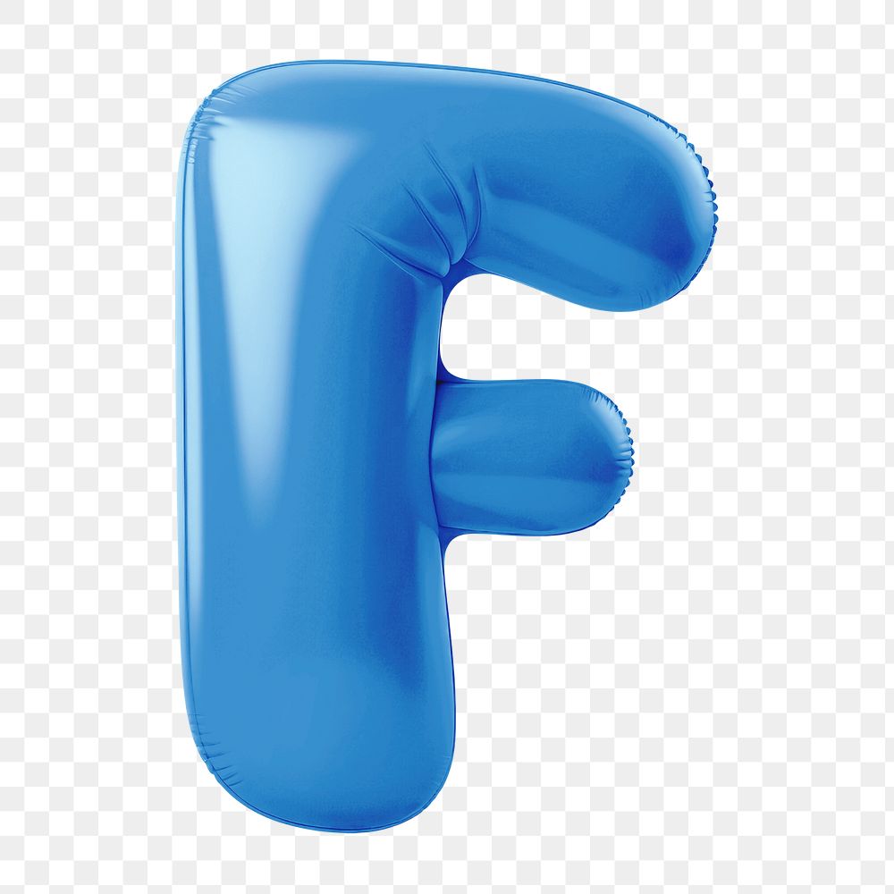 Letter F png 3D blue balloon alphabet, transparent background