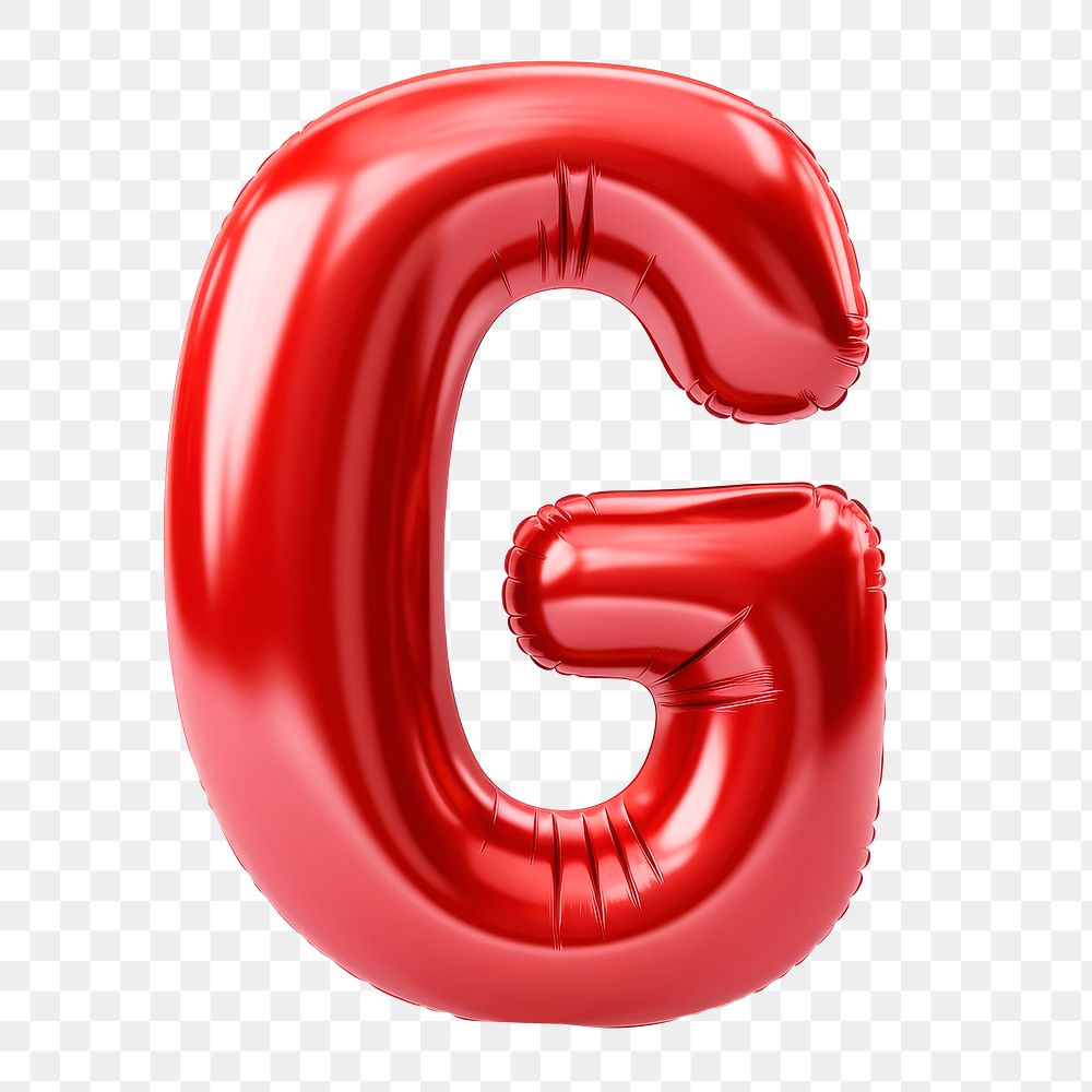 Letter G png 3D red balloon alphabet, transparent background