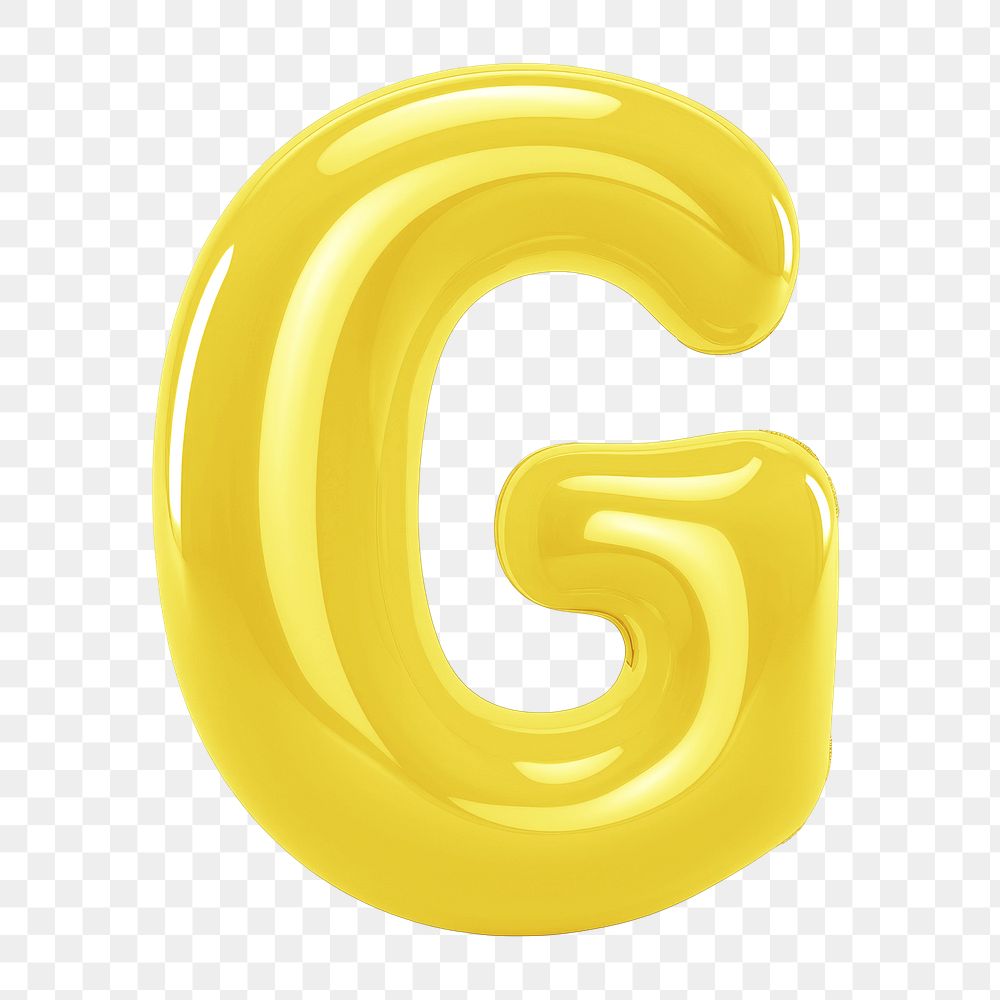 Letter G png 3D yellow balloon alphabet, transparent background