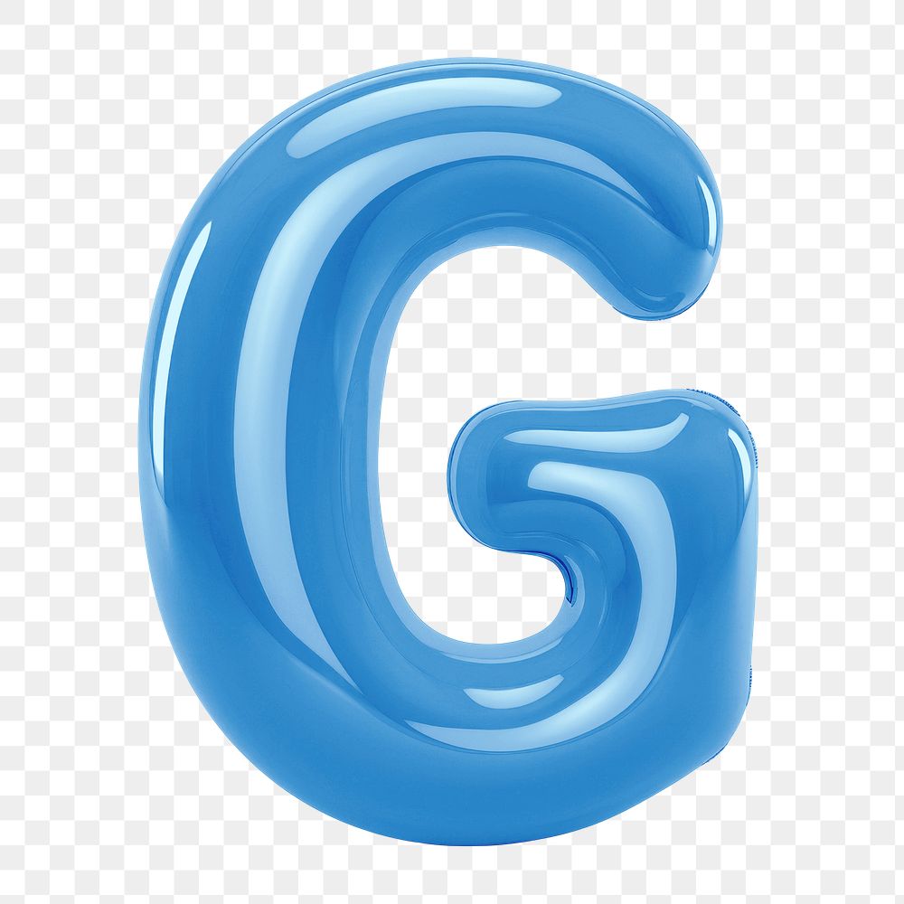 Letter G png 3D blue balloon alphabet, transparent background