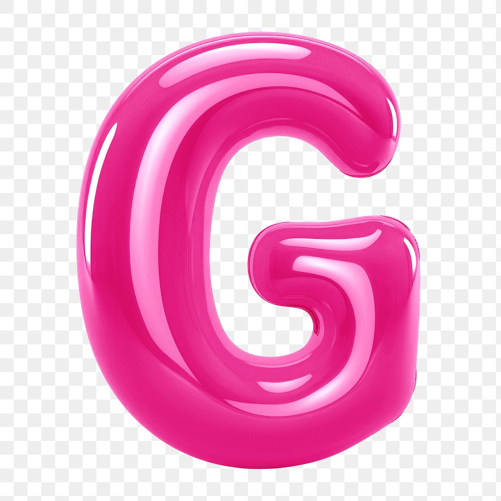 Letter G png 3D pink balloon alphabet, transparent background