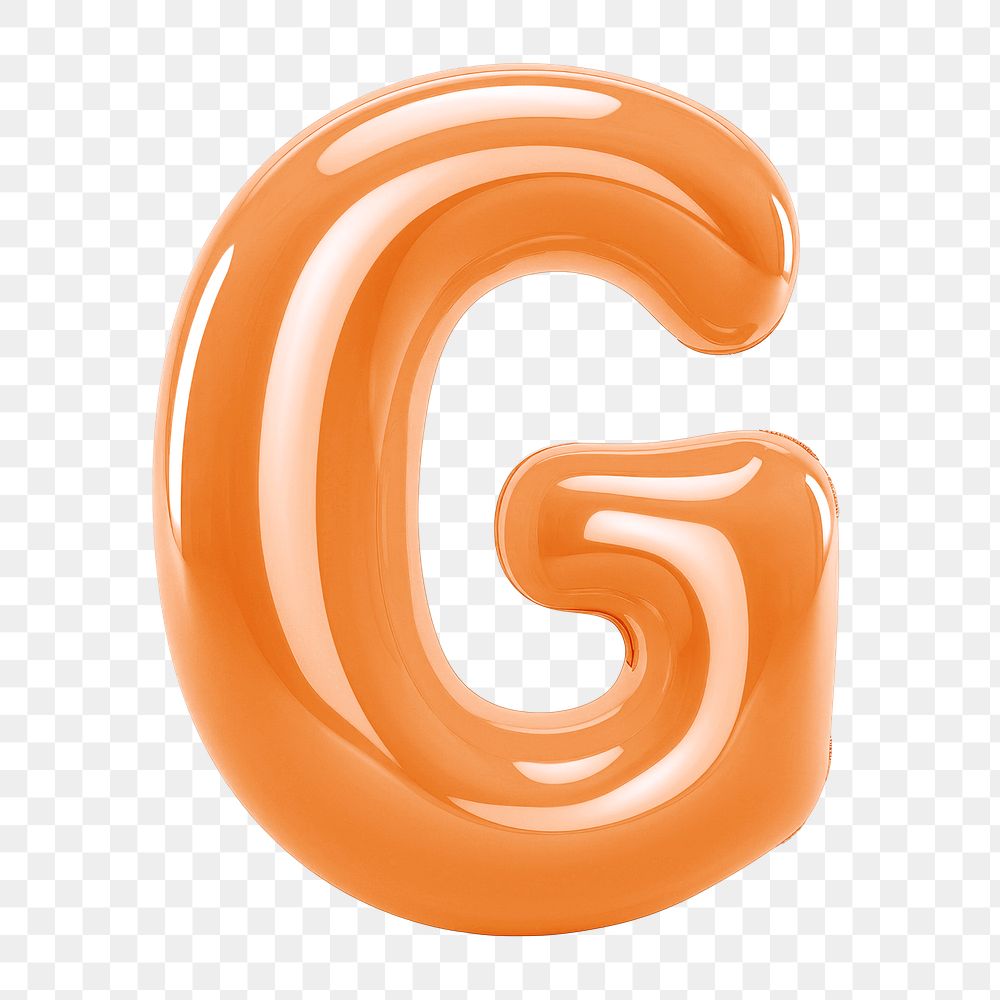 Letter G png 3D orange balloon alphabet, transparent background