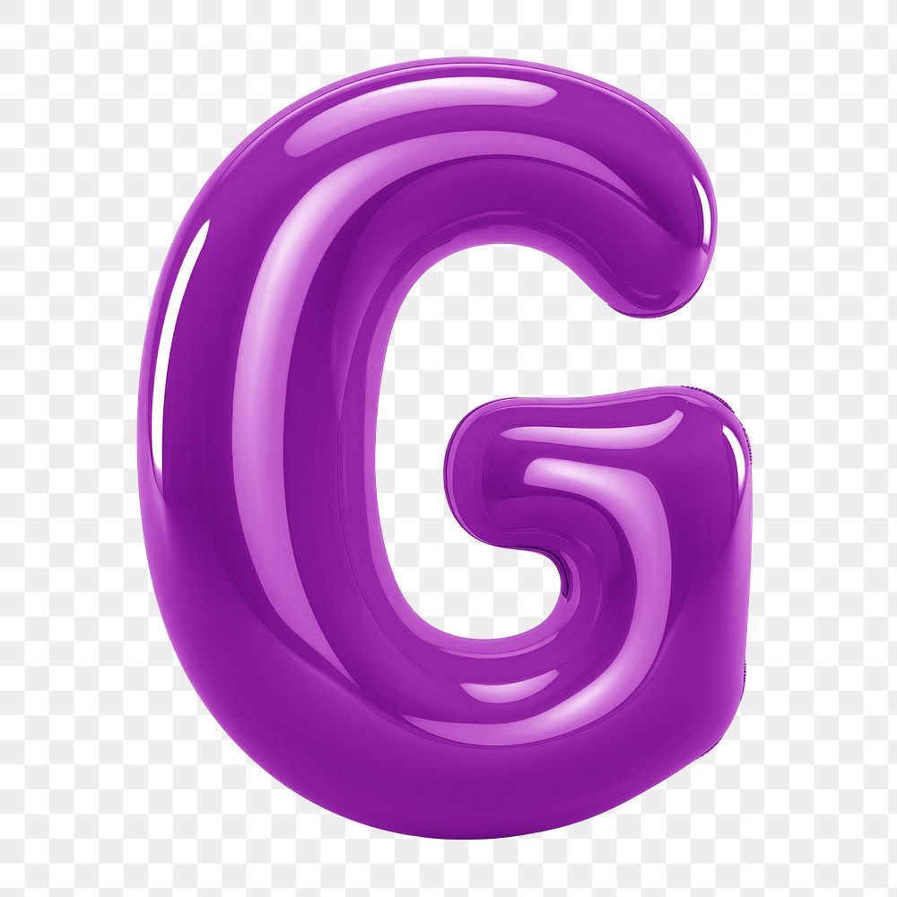 Letter G png 3D purple balloon alphabet, transparent background