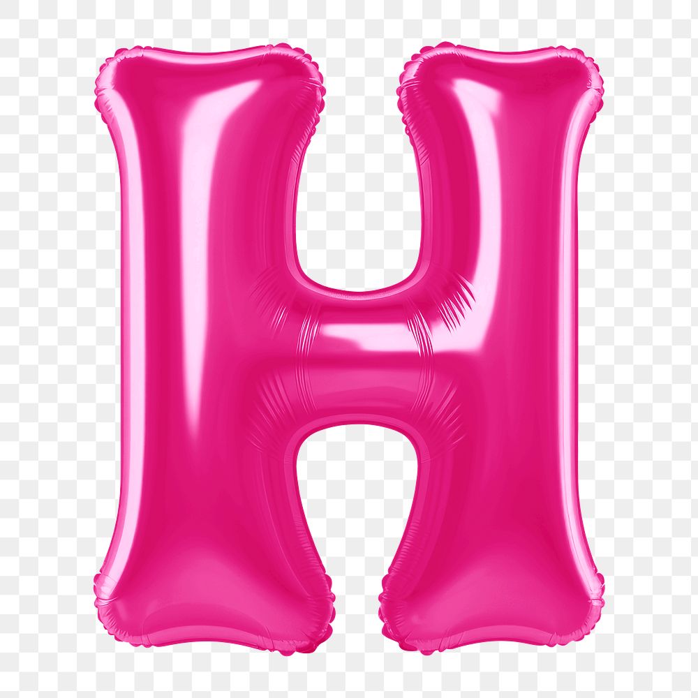 Letter H png 3D pink balloon alphabet, transparent background