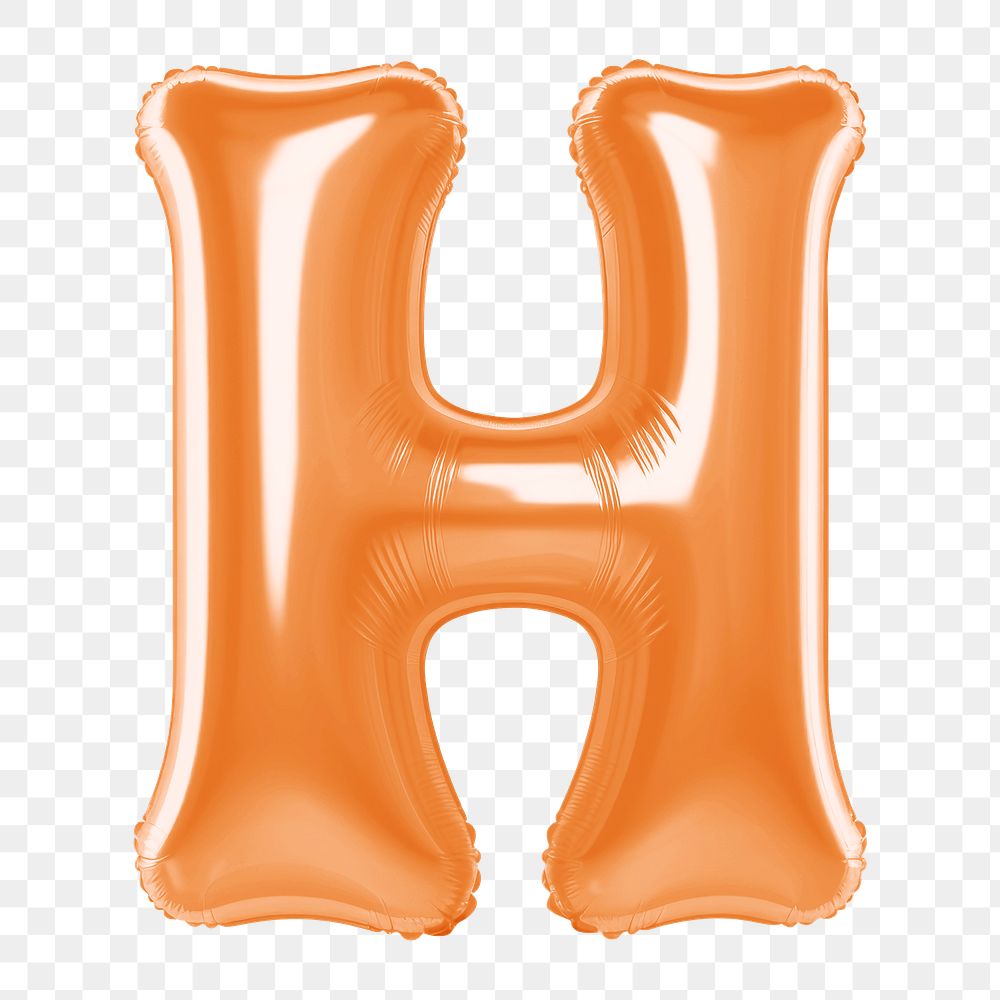 Letter H png 3D orange balloon alphabet, transparent background