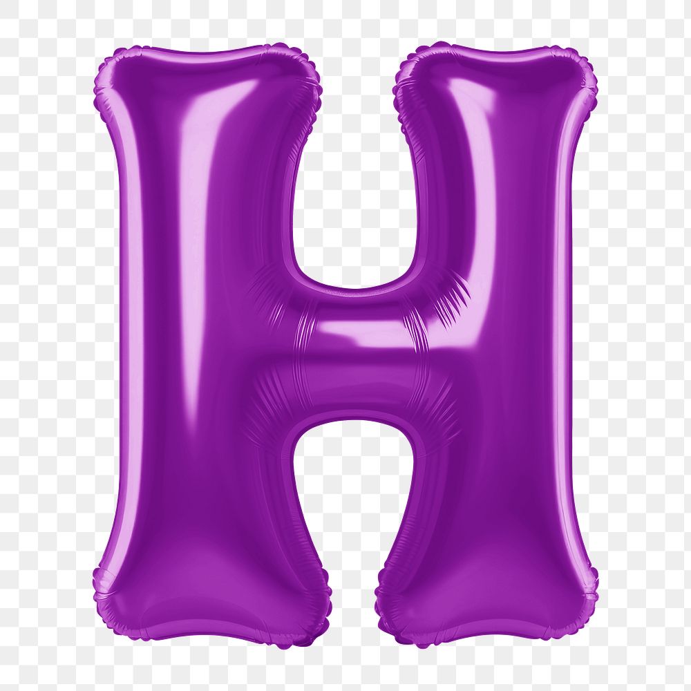 Letter H png 3D purple balloon alphabet, transparent background