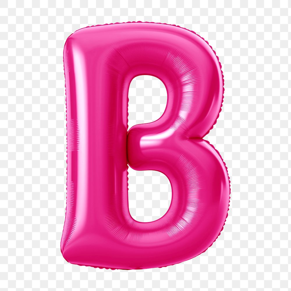 Letter B png 3D pink balloon alphabet, transparent background