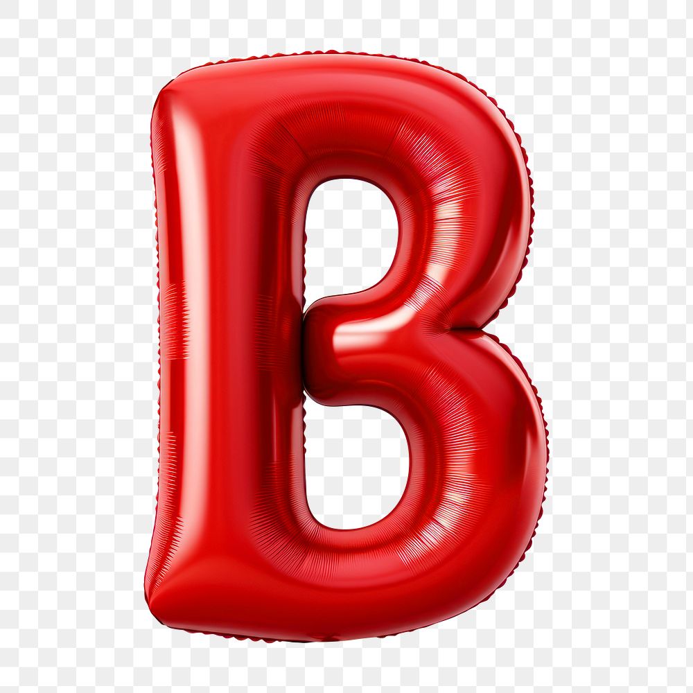 Letter B png 3D red balloon alphabet, transparent background