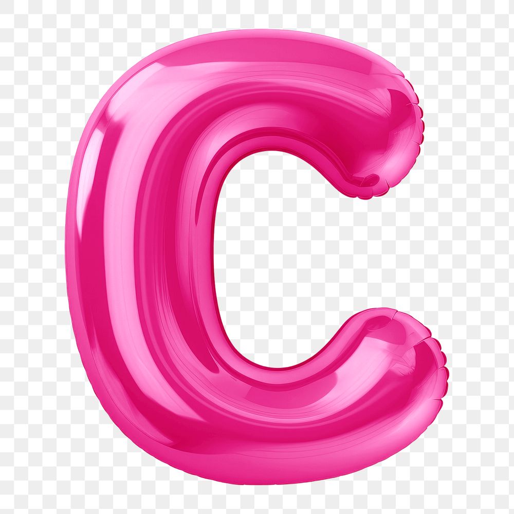 Letter C png 3D pink balloon alphabet, transparent background