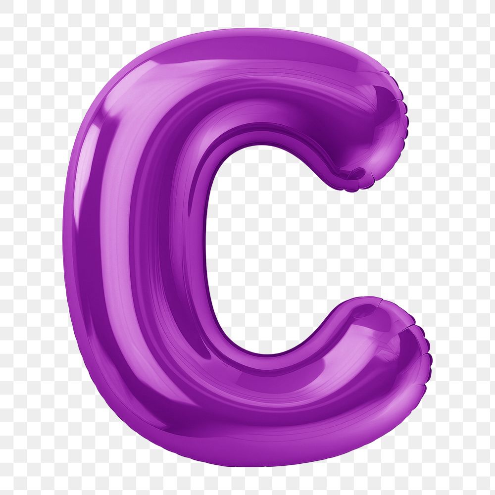 Letter C png 3D purple balloon alphabet, transparent background