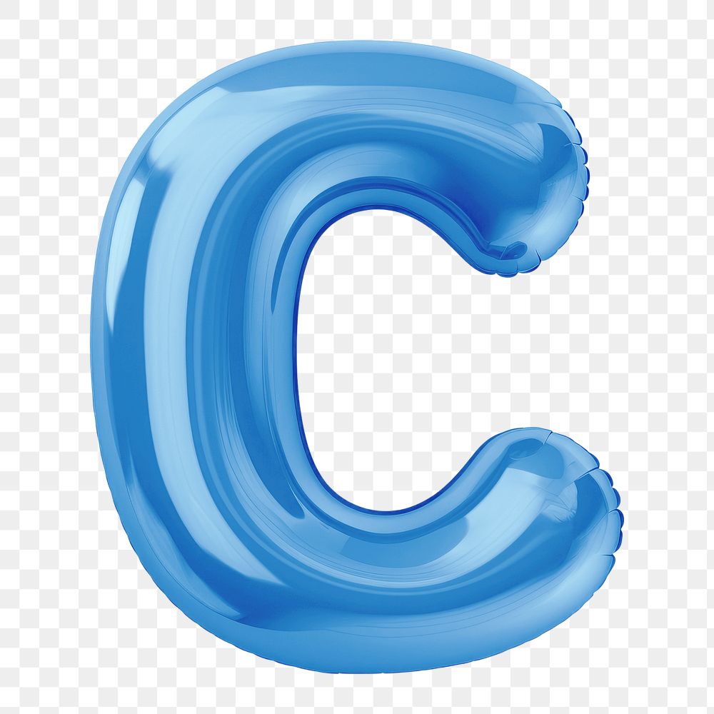 Letter C png 3D blue balloon alphabet, transparent background