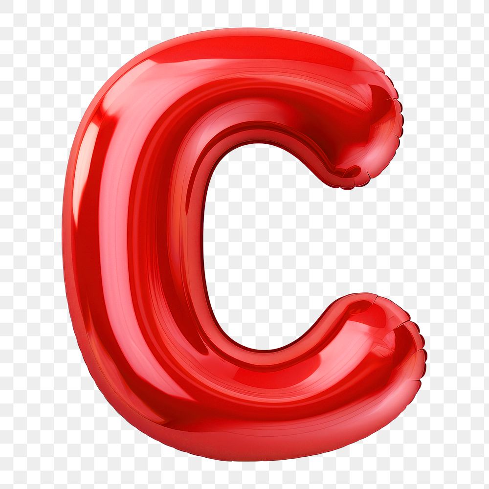 Letter C png 3D red balloon alphabet, transparent background