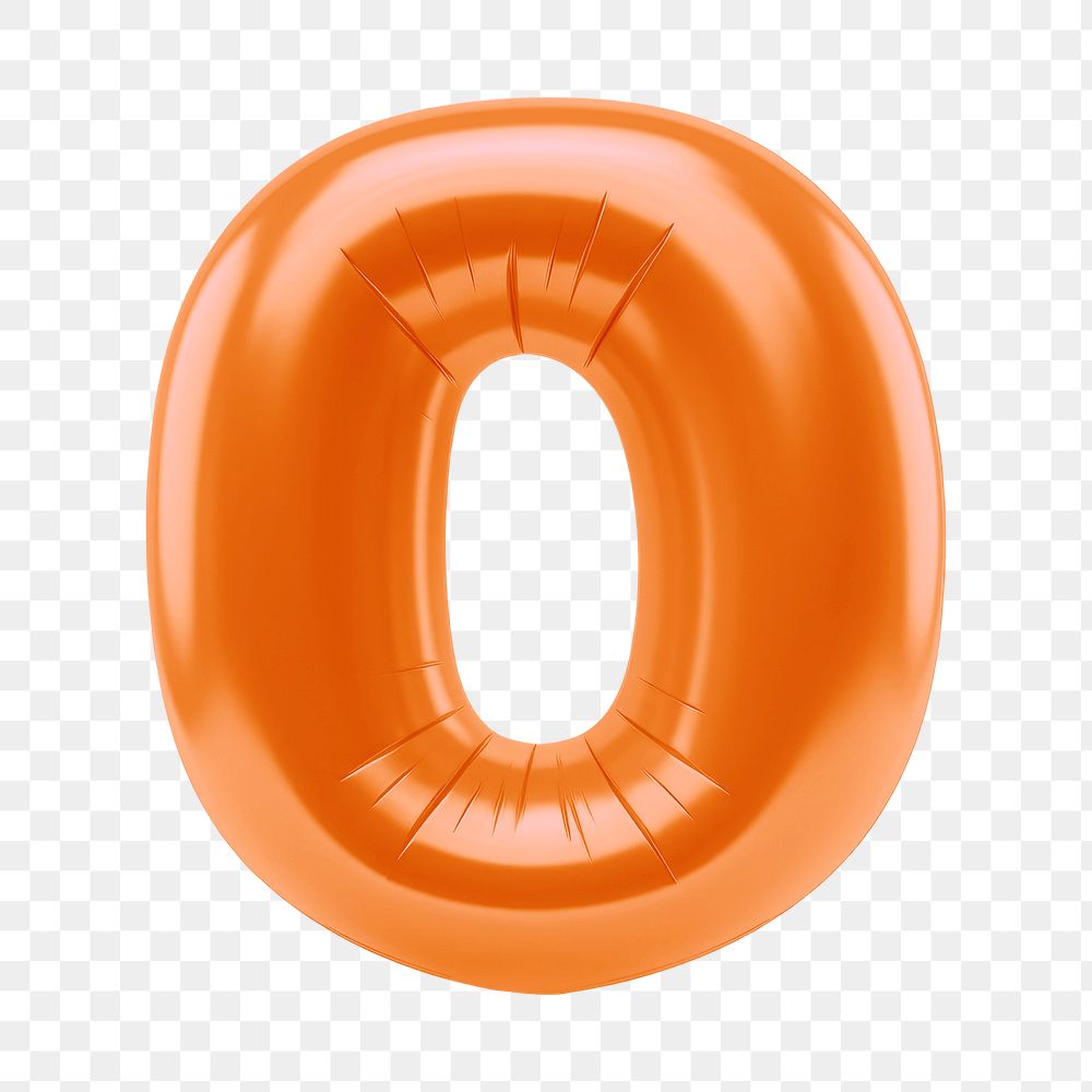 Letter O png 3D orange balloon alphabet, transparent background