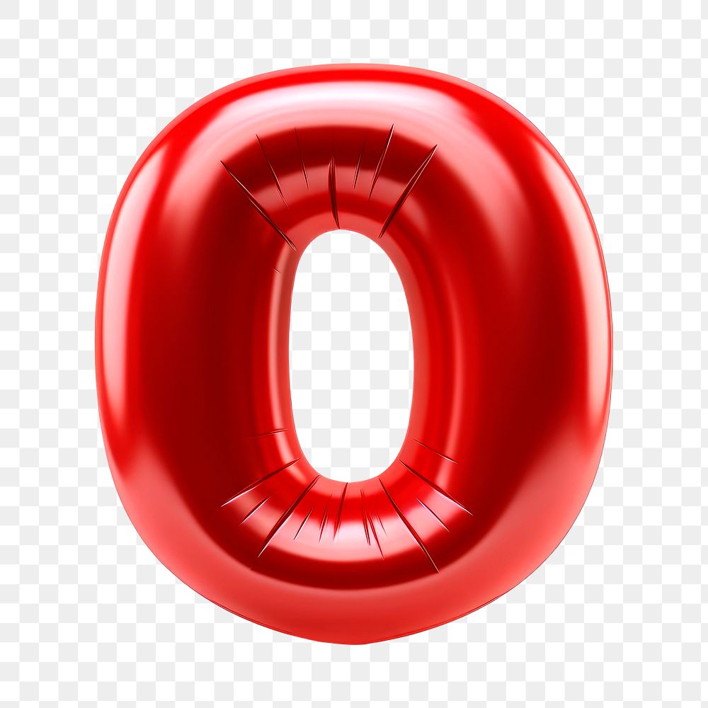 Letter O png 3D red balloon alphabet, transparent background