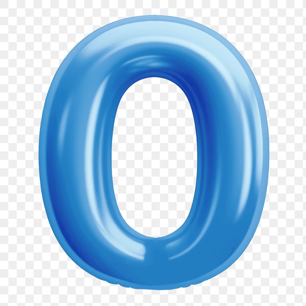 Letter O png 3D blue balloon alphabet, transparent background