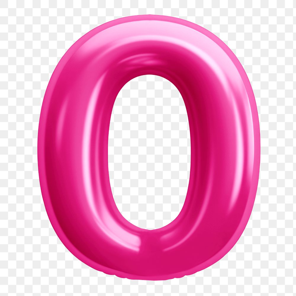 Letter O png 3D pink balloon alphabet, transparent background