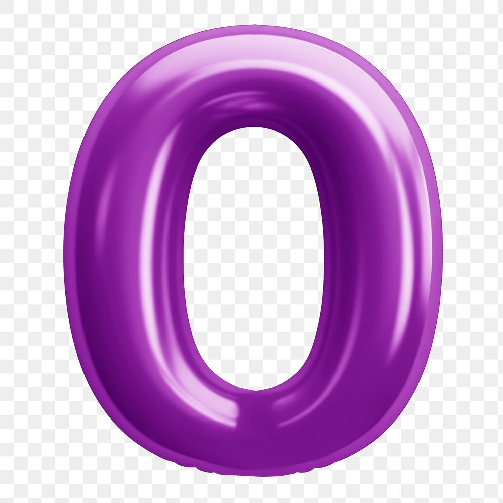 Letter O png 3D purple balloon alphabet, transparent background